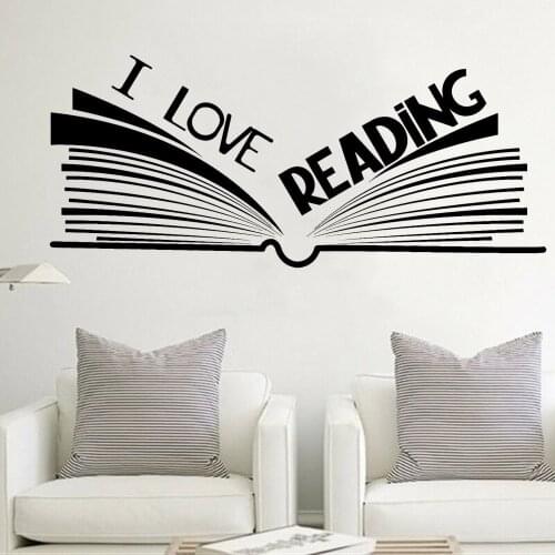 Creatives Wall Decals I Love Reading Quotes Vinyl Wall Stickers For Kids Bedroom Decoration Fashion Book Room Wall Murals Y419