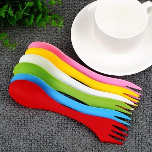 Spoon Fork Knife 3 In 1 Multifunction Camping Utensils 6 piece/set 18CM Length Kitchen Accessories Gadget Travel Cutlery