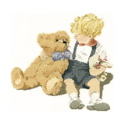 Boy and Bear, Good Friends Top Quality Gift Embroidery Needlework 14CT Unprinted Cross Stitch Kits DIY Handmade Art Home Decor