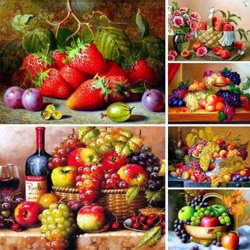 5D DIY Diamond Painting Fruit Cup Cross Stitch kit Full Drill Square Embroidery Mosaic Art Picture With Rhinestones Decoration