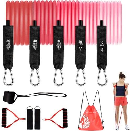 Livefit Resistance Bands Set, Exercise Bands with Handles, Door Anchor, Portable Bag, Legs Ankle Straps, Home Workouts