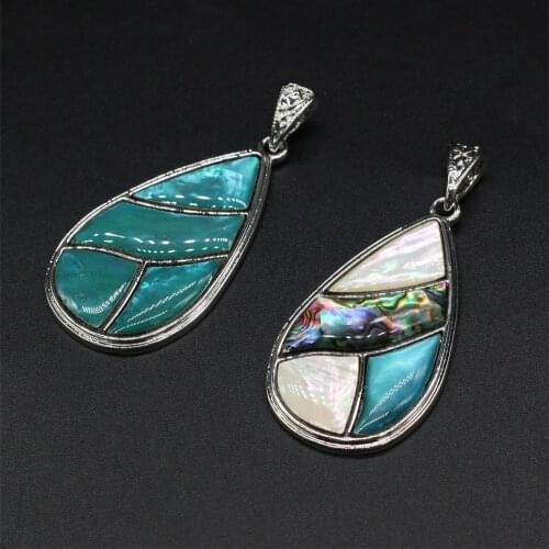 Natural Abalone Shell Pendant Drop shape Mix-Color Mother of Pearl Exquisite charms For jewelry making DIY Necklace accessories