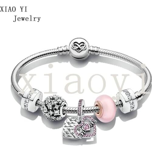 XIAOYI 2021 NEW s925 Hollow out Mothers Day gift love pendant bracelet high quality premium wholesale jewelry original
