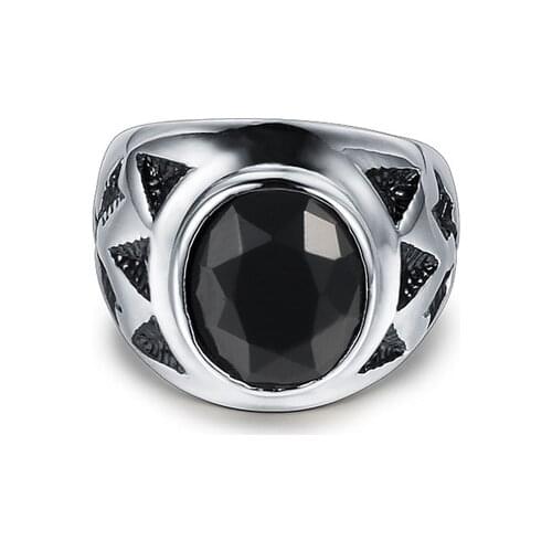 Wholesale Fashion Retro Men Jewelry Black Cubic Zircon Stainless Steel Ring