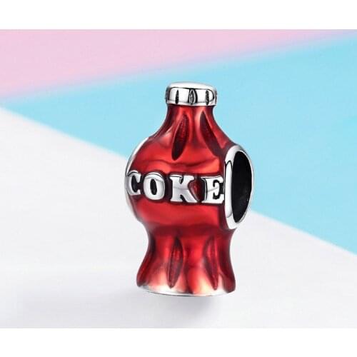 Pandach Drink Coke Beads 925 Sterling Silver Red Bead Fit Original Pandora Bracelet Pendant Charm DIY Jewelry Making C1159