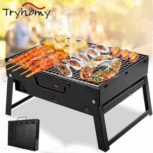 Tryhomy Folding Portable Barbecue Charcoal Grill Stainless Steel Small Outdoor Grill Stove Mini Camping Picnics Beach BBQ Grills