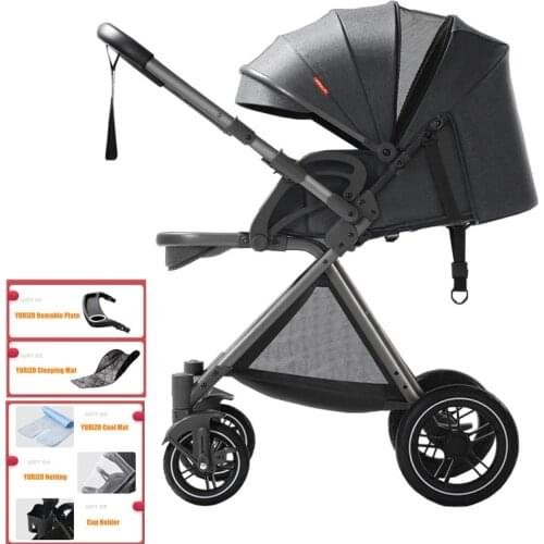 2021 New High Landscape Light Weight Four Wheel Baby Stroller Can Sit and Lie Infant Luxury Car Pram Chair Baby Carriage 8KG