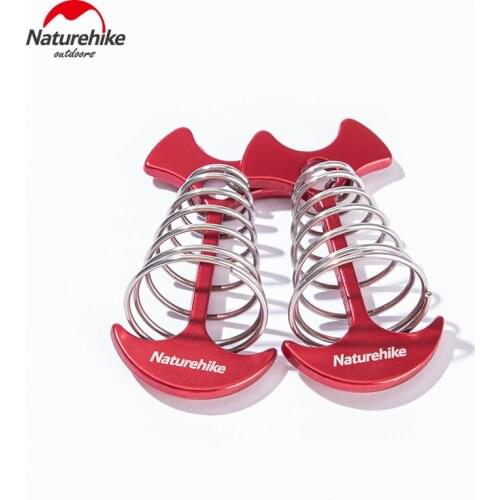 Naturehike NH19PJ099 Aluminium Alloy Fishbone Stainless Steel Spring Deck Tent Pegs Garden Stakes Nails Anchor Guyline Adjuster