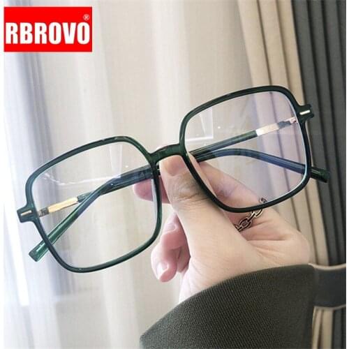 RBROVO 2021 Square Oversized Glasses Frame Women Anti-blue light Eyeglasses Frames Vintage Clear Lens Glasses Frame Women/Men