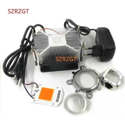 110V/220V 50W 380NM-840NM Full Spectrum LED + Heatsink Cooler+lens +power+cable