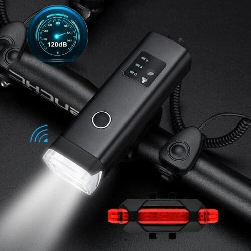 Smart Induction Bicycle Light Front Set With Horn USB Rechargeable LED Bike Lights Waterproof Cycling Headlight Bike Accessories