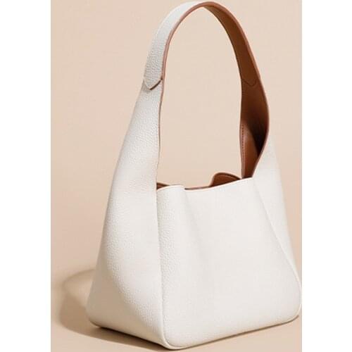 Genuine Leather Womens Bag Top Layer Cowhide Fashion Trend Bucket Bag Spring and Summer Minority Design Womens Bag