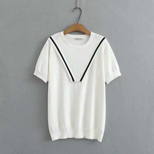 Plus size hollow out ice silk knitted women tshirts 2021 new summer casual ladies t shirts female tops t-shirts white pink black