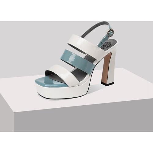 SKLFGXZY 2021 Summer Genuine Leather Sandals Women 10cm High Heels Sexy Platform Fashion Party Wedding Shoes 100% Cowhide