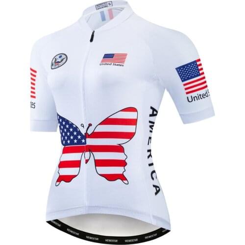 US Womens Cycling Jerseys girls Summer Short Sleeve Bicycle Road MTB bike Shirt Outdoor Sports Ropa ciclismo Clothing
