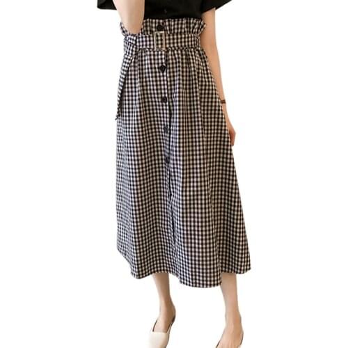 New Women Slim Skirt and Crop Top Set High Waist Fashion Plaid Sashes Skirt + Basic Tee Shirt Womens Suit
