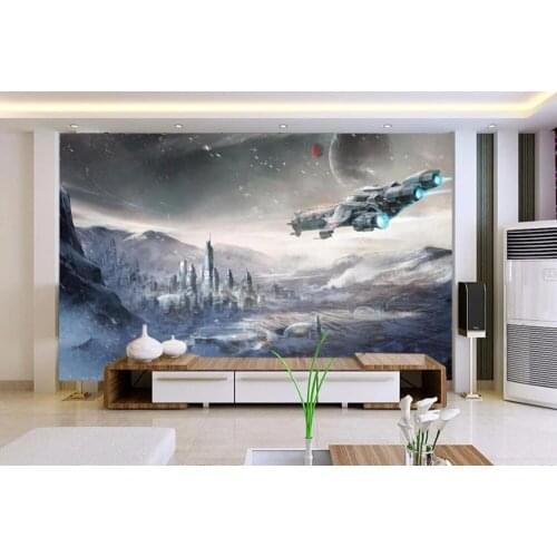 Stars War Spaceship 3D Cartoon Baby Child Room Sofa Background Photo Mural Cartoon Self Adhesive Wallpaper decorate Waterproof
