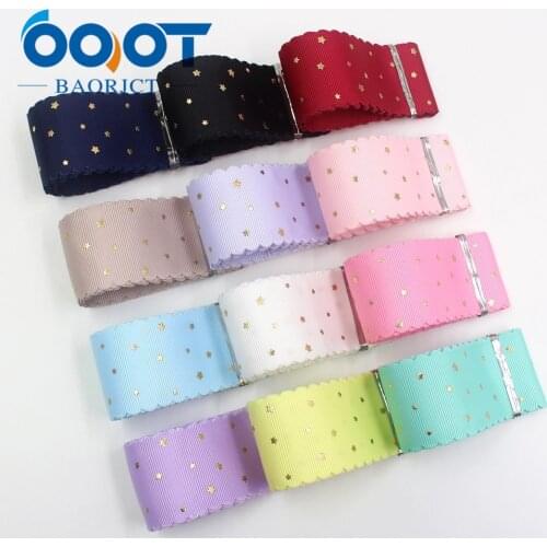 I-19729-1735,1-1/2'' 38mm Hot gold star lace grosgrain ribbon,10yrds DIY handmade headwear accessories gift packaging