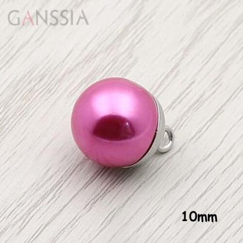 10pcs/lot Size:10mm (13/32") Exquisite Hot pink resin pearl metal shank buttons for buttons, garment accessories(ss-134-5)
