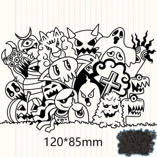 120*85mm Halloween monsters New Arrival Frame Cutting Dies Stencil DIY Scrapbooking Photo Album Embossing Paper Card