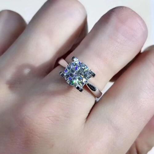 14K White Gold Rings 6.5mm 8mm 9mm Engagement Ring for Women Lab Moissanite Stone Diamond Engagement Ring for Girlfriend