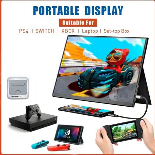 15-Inch Portable Monitor Apply to PS4/Switch /XBOX/Super Console X/Laptop/Phone HD Output 4K Display 92% Color Range IPS Monitor