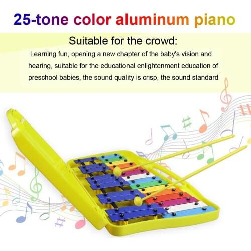 Colorful 25-Note Chromatic Glockenspiel Xylophone in Case for Educational Musical Instrument Children Kids Toddlers School Gift
