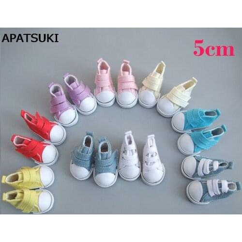 Denim Sneakers Shoes For Russian Doll 5cm Canvas Shoes For BJD Doll Mini Toy Shoes 1/6 Doll Accessories