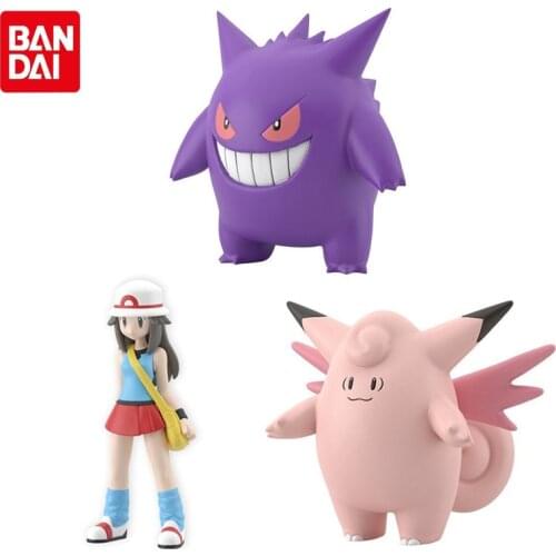 Bandai Genuine Anime Pokemon Scale World Kanto Region Gengar Clefable Leaf Action Figure Collections Model Toys Kids Gifts