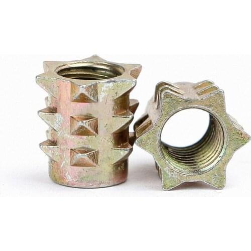 10/20/50/100pcs M4*10mm M6*10mm Zinc Alloy Thread For Wood Insert Spiked Nuts Furniture Link Nuts Embedded Nut Fastener