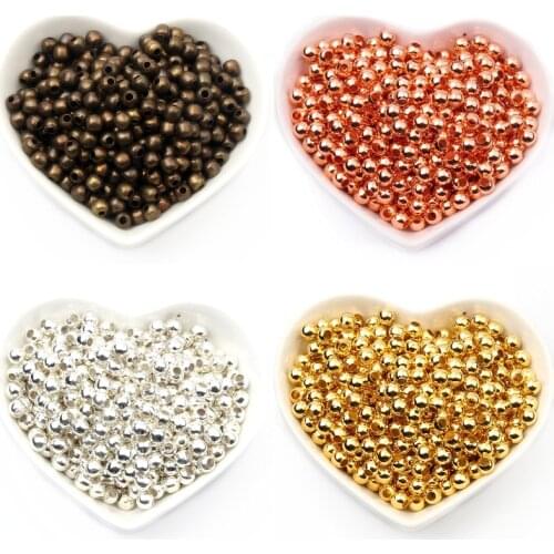 Smooth Ball Beads Metal Loose Spacer Beading Bead for Jewelry Making DIY Necklace Bracelet Pick Size 2 3 4 5 6 8 10mm