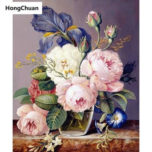 Retro flower diamond painting cross stitch needlework home decoration mural 5D DIY square/round mosaic diamond embroidery gift