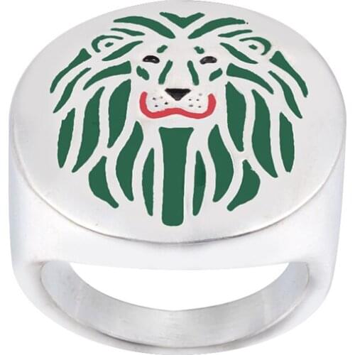Wholesale Lion with color selection enamel ring gift for wildlife Jewelry - wild animal big cat 12Pcs/Lot