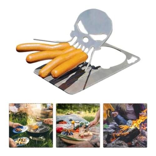 Creative Skeleton Barbecue Grill Foldable Barbecue Plate Funny Skull Shaped BBQ Fork for Outdoor Camping Bonfire Grill Barbecue