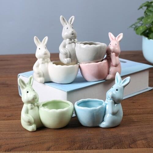 Japanee Cartoon Rabbit Cute Plant Flehy Flower Pot Mini Very Small Ceramic Small Flower Pot