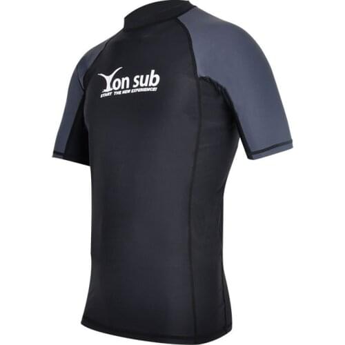 YONSUB Men Surf Rash Guard Lycra Short Sleeve Top Quick Dry Kitesurf Windsurf Dive T-Shirt UV-Protection UPF 50+ Beach Swimwear