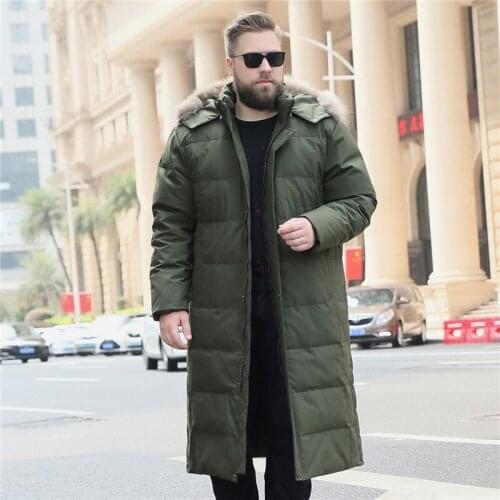 2019 Winter New Mens Plus size Plus long Black Coat Mens Large Hooded With fur collar Warm coat More size XL-10XL 11XL