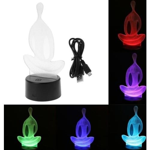 3D illusion Yoga Meditation Night Light 7 Color Change LED Desk Table Lamp Toys New 2020