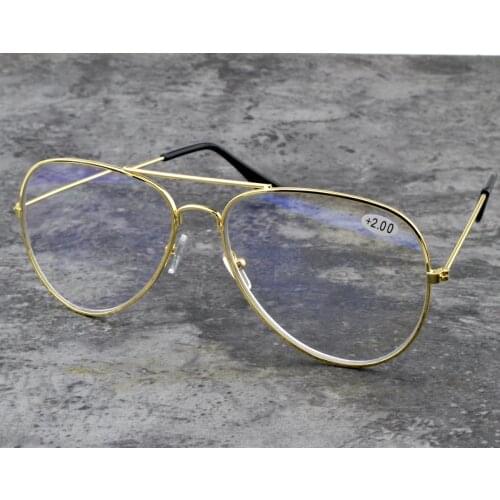New Trend Pilot Oval Style Reading Glasses with Alloy Frame Men Women Blue Light Blocking Fashion+1.0 +1.5 +2.0 +2.5