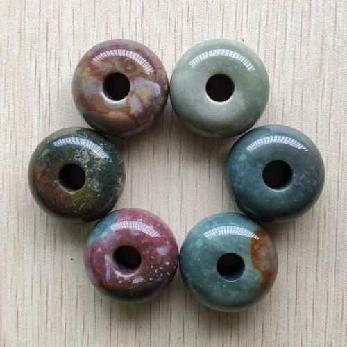 Wholesale 6pcs/lot fashion good quality natural india onyx round shape big hole beads 15x30mm For jewelry making free shipping