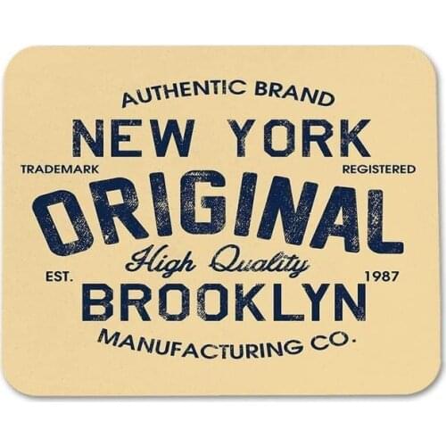 Original Mouse Pad New York Brooklyn Lettering Vintage Brown Black Mouse Mat Non-Slip Rubber Base Mousepad for Computer