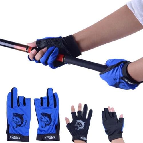 3 Cut Finger Low-cut Fingerless Fishing Hunting Gloves Scratch Resistant Antislip Quick Drying Breathable Fishing Tackle Gloves