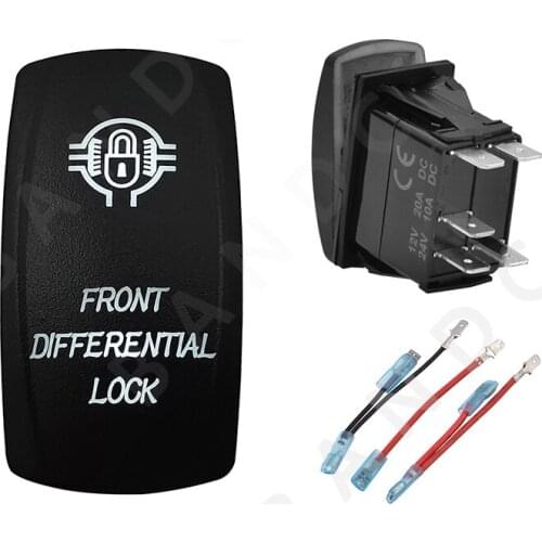 FRONT DIFF LOCK Rocker Switch 5P ON-OFF SPST White Led Push Switch for Car Boat ARB RV SUV Van，Jumper Wires，Auto Accessories