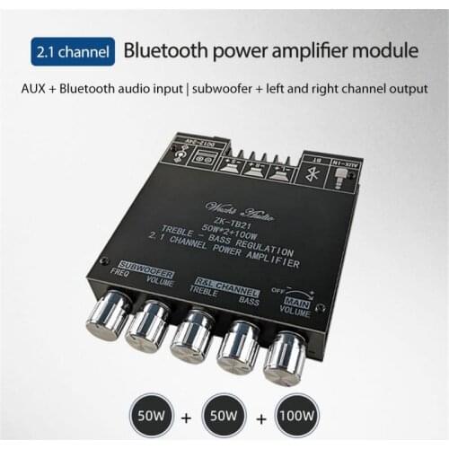 Audio Bluetooth 5.0 Audio Receiver Amplifier Board Wireless Power Digital AUX Amp Module Bass & Treble TPA3116D2 50W x2