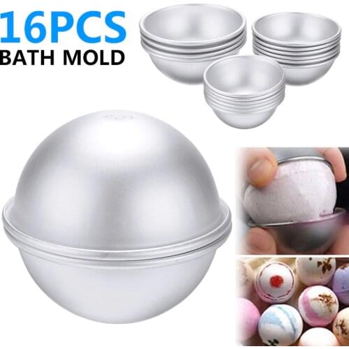 16pcs Semicircle Sphere Aluminium Alloy Bath Bomb Molds DIY Tool Bath Bomb Salt Ball Homemade Crafting Gifts Mold