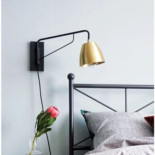 Postmodern Loft Bedside Wall Lamp Creative Art Copper Study Restaurant Hotel Bedroom Wall Lighting Free Shipping