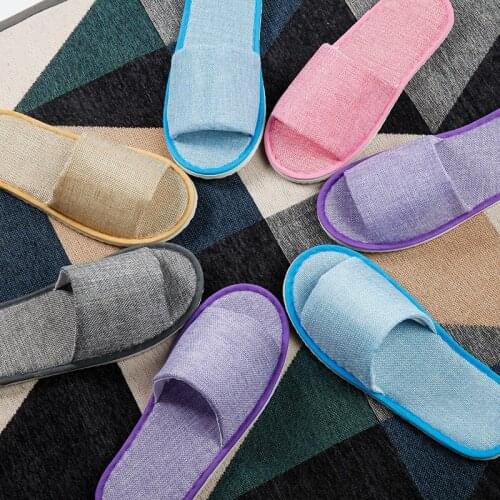 Simple Hemp Slippers Men Women Travel Shoes Hotel Spa Portable Folding House Disposable House Guest Indoor Large Size 20 Pairs
