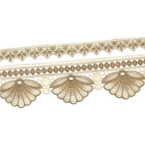 13 Meters/lot Luxury Gold Lace Applique Embroidered Polyester Water Soluble Lace for Home Textiles Curtain Sofa Trimmings Lace