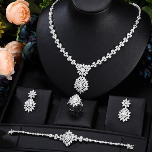 Luxury Waterdrop African Jewelry Sets For Women Wedding Cubic Zirconia Dubai Bridal Jewelry Set 2021 party gift necklaces
