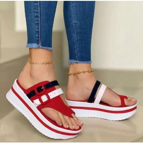 Sandals Summer Womens Fashion Wedges Beach Casual Flip Flops Female Platform Toe Shoes Slingback Lady Buckle Sandals
